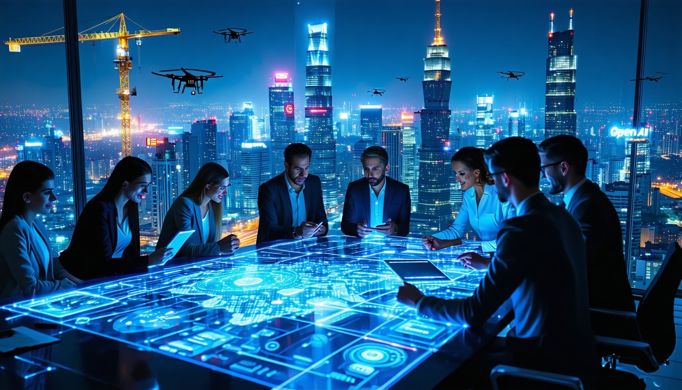 https://144001581.fs1.hubspotusercontent-eu1.net/hubfs/144001581/AI-Generated%20Media/Images/The%20image%20depicts%20a%20futuristic%20city%20skyline%20illuminated%20at%20dusk%20with%20towering%20skyscrapers%20adorned%20in%20vibrant%20LED%20displays%20showcasing%20the%20logos%20of%20major%20tech%20companies%20including%20OpenAI%20In%20the%20foreground%20a%20diverse%20group%20of%20professionalsmen%20and%20women%20of.jpeg